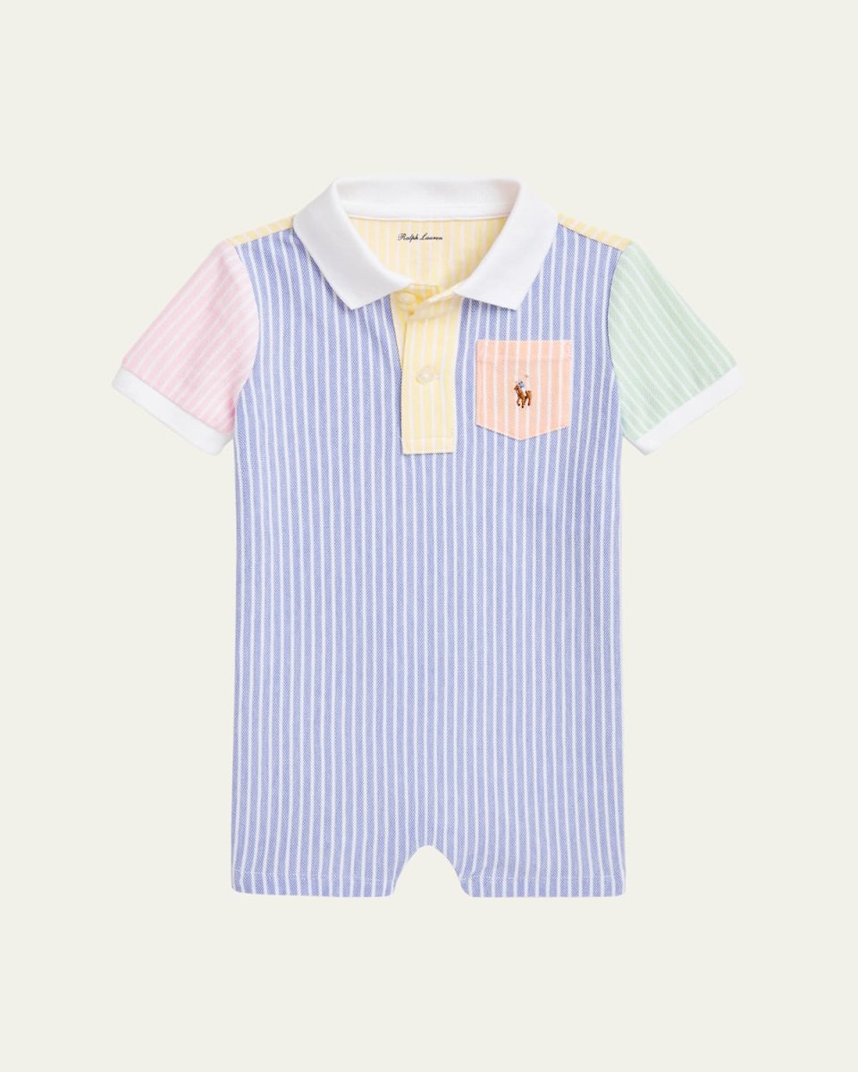 Boy's Stripe Colorblock Oxford Shortall, Size 3M-12